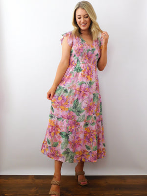 Smell The Flowers Dress: Pink/Multi