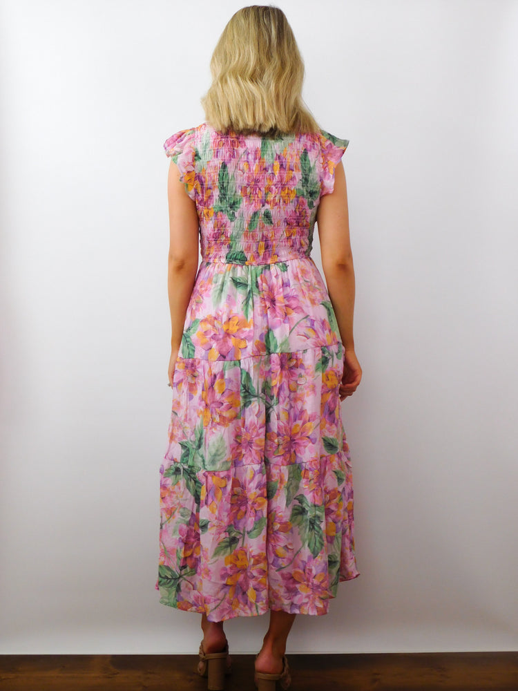 Smell The Flowers Dress: Pink/Multi