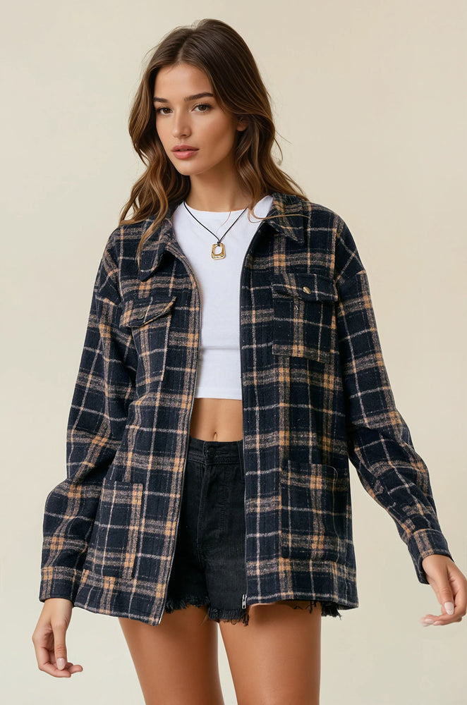 By The Fire Shacket: Black/Tan