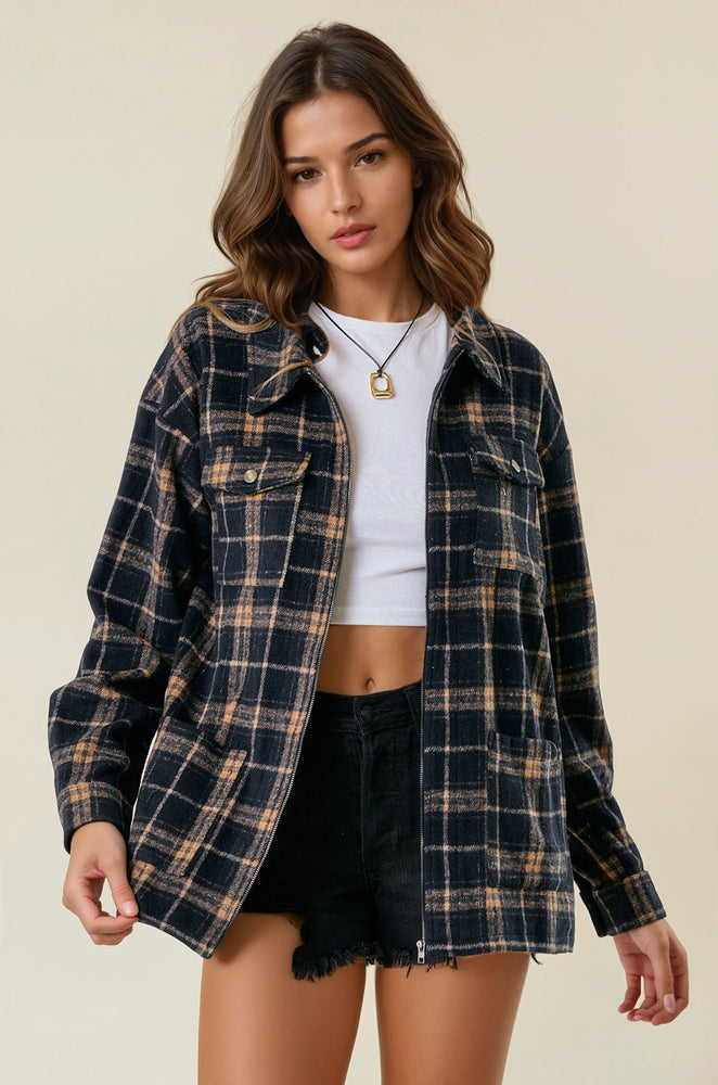 By The Fire Shacket: Black/Tan