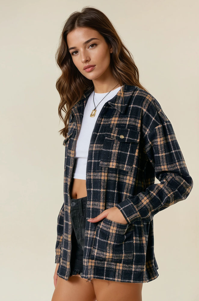 By The Fire Shacket: Black/Tan