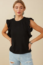 Ruffle My Feathers Top: Black