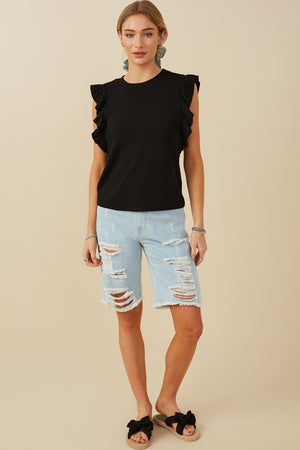 Ruffle My Feathers Top: Black