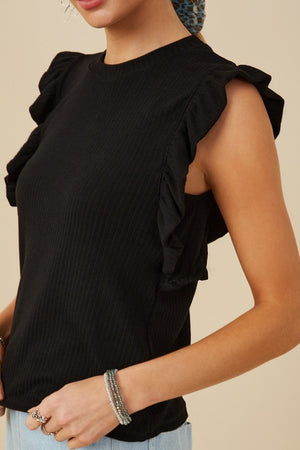 Ruffle My Feathers Top: Black