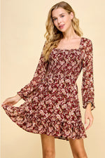 Forever Thankful Dress: Burgundy/Multi