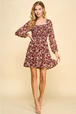 Forever Thankful Dress: Burgundy/Multi