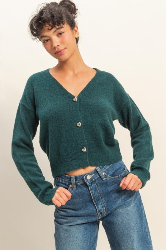 I Heart You Cardigan: Forest Green