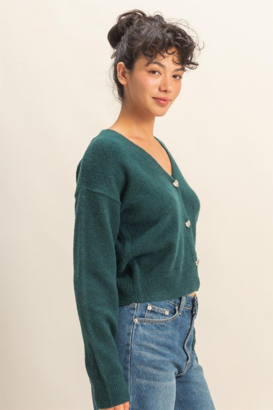 I Heart You Cardigan: Forest Green