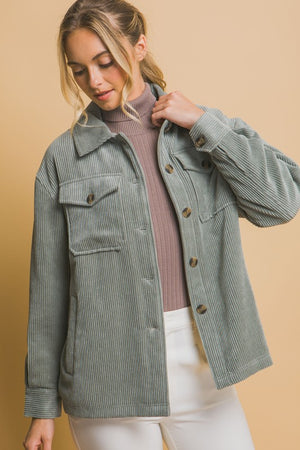 Autumn Love Shacket: Mint Stone