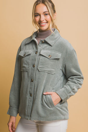 Autumn Love Shacket: Mint Stone