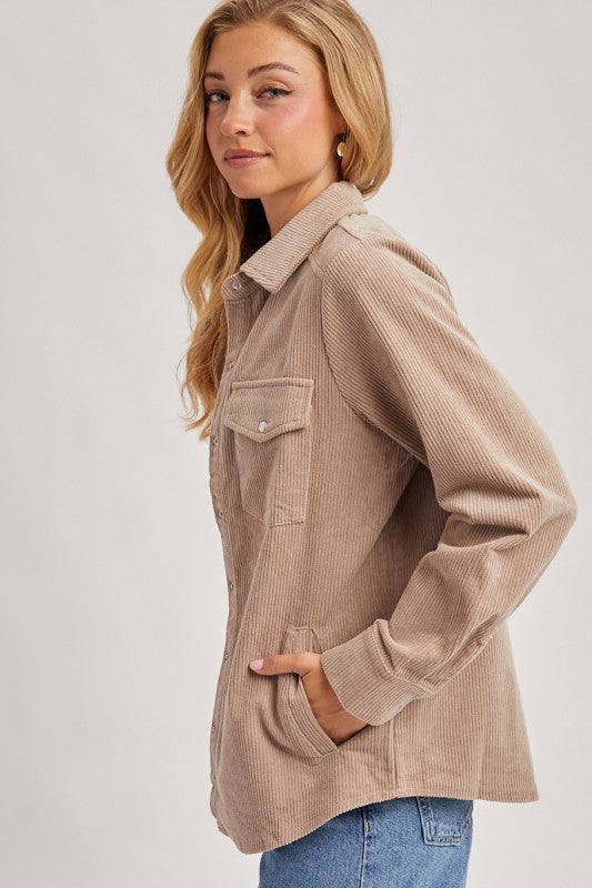 Fall Feeling Shacket: Mushroom