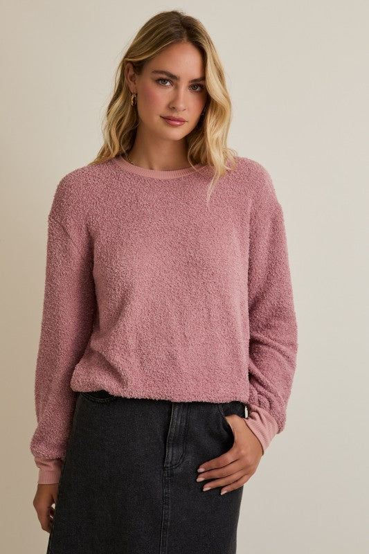 Follow Me Sweater Top: Dusty Pink