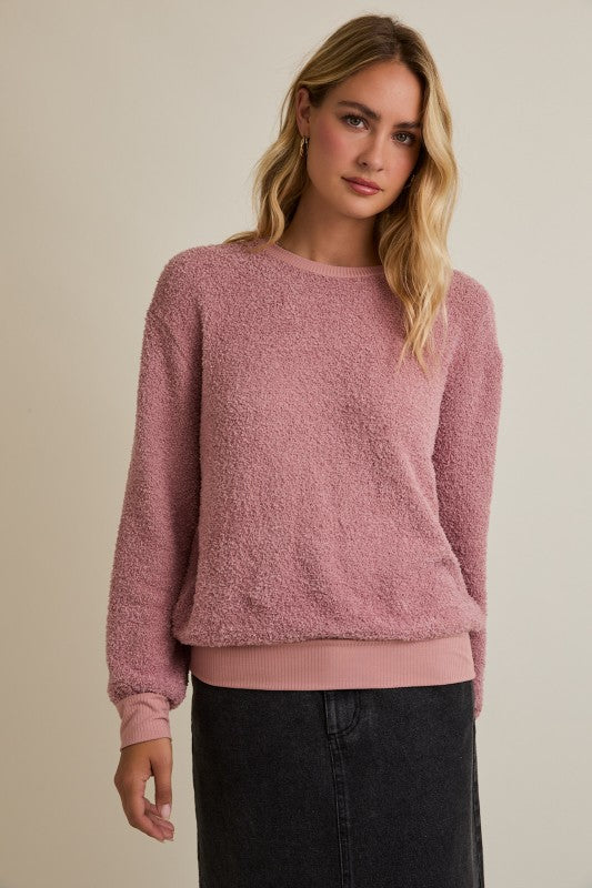 Follow Me Sweater Top: Dusty Pink