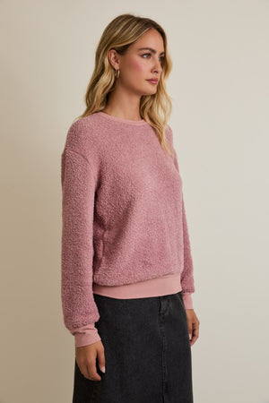 Follow Me Sweater Top: Dusty Pink