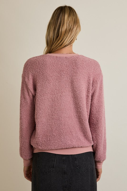 Follow Me Sweater Top: Dusty Pink