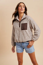 Cuddle Up Pullover: Mocha/Cream